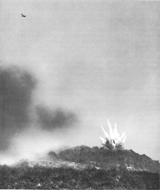 Republic P-47 Thunderbolt flying high over Fort Driant