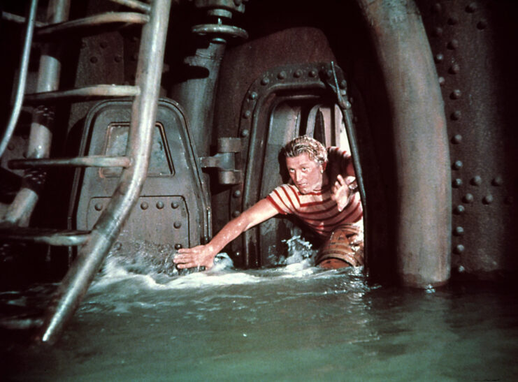 Kirk Douglas as Ned Land in '20,000 Leagues Under the Sea'