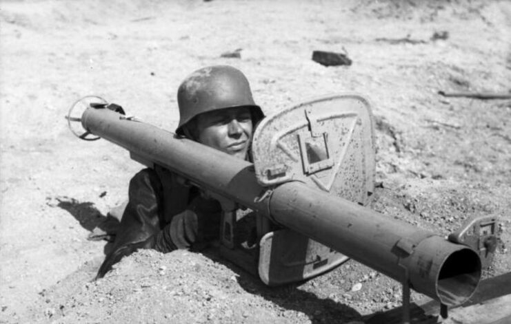 German soldier manning a Panzerschreck