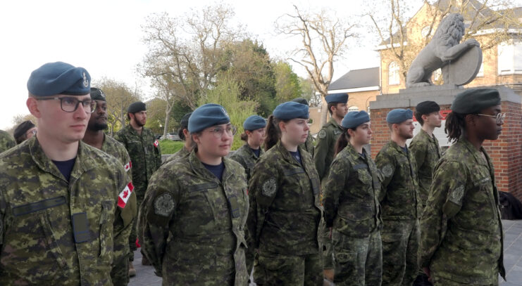 Canadian Officer Cadets standing in uniform