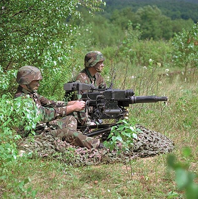 Two US Marines aiming an Mk 47 Striker