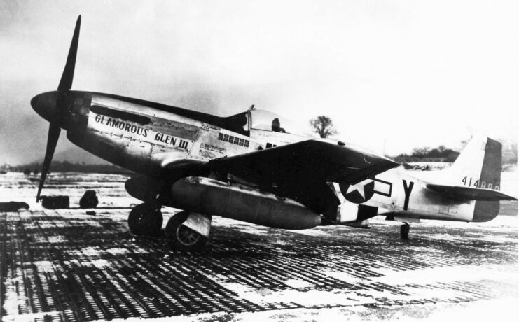 North American P-51D-20NA Mustang 'Glamorous Glen III' parked on the tarmac