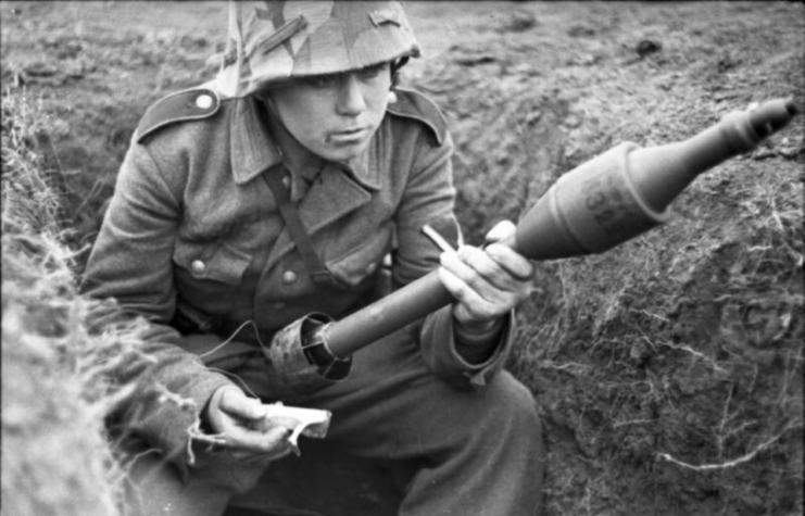 German soldier holding an anti-tank rocket