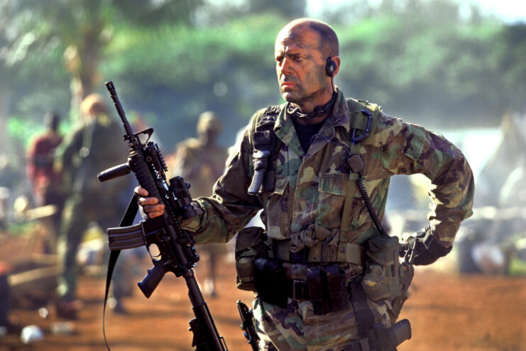 Bruce Willis as Lt. A.K. Waters in 'Tears of the Sun'