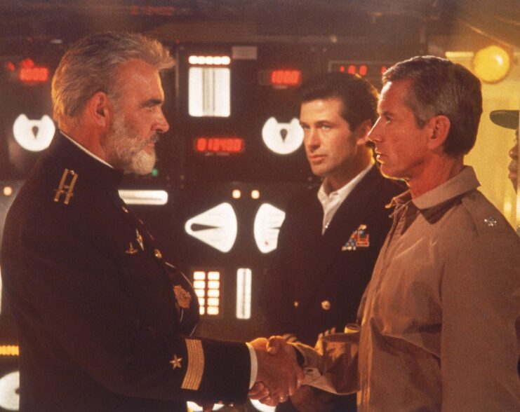 Sean Connery, Scott Glenn and Alec Baldwin as Capt. Marko Ramius, Bart Mancuso and Jack Ryan in 'The Hunt for Red October'