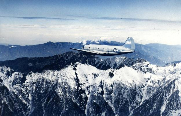 Curtiss C-46 Commando flying over the Himalayas
