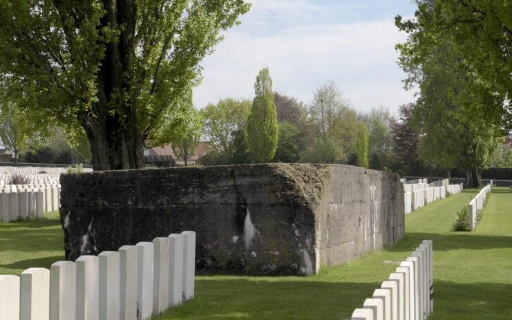German bunkers amid gravestones