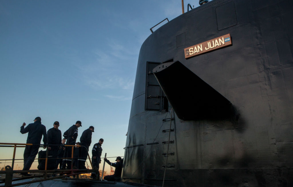 Sailors standing aboard the ARA San Juan (S-42)