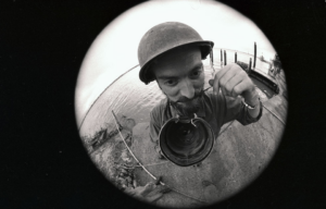 Kurt Rolfes holding his damaged camera