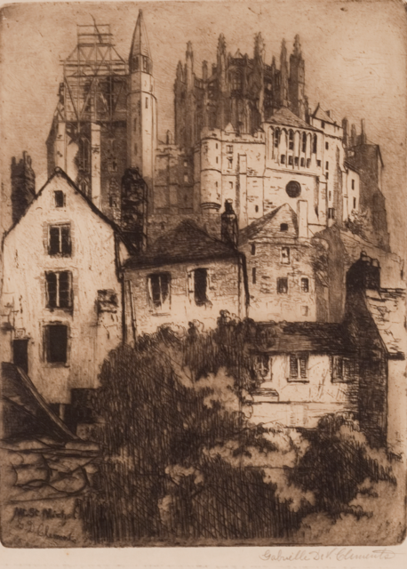 Sketch of the castle and church on Mont-Saint-Michel