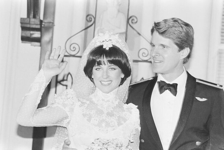 Dorothy Hamill and Dean Paul Martin dressed for their wedding