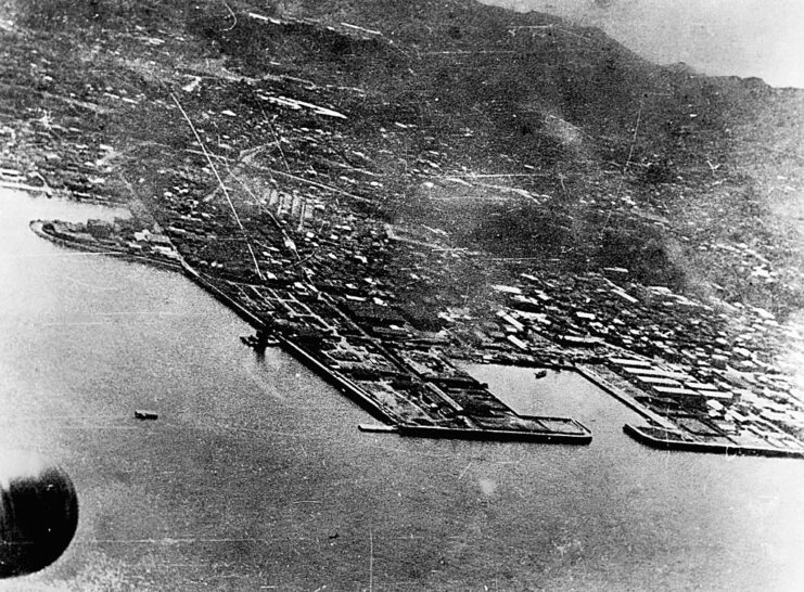 Aerial view of Yokosuka Naval Base, Japan
