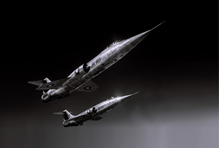 Two Lockheed F-104A Starfighters in flight