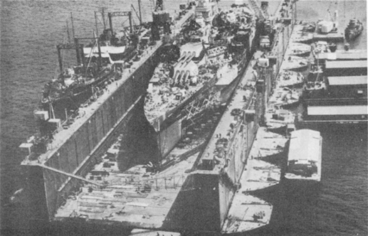 USS California (BB-44) dry docked