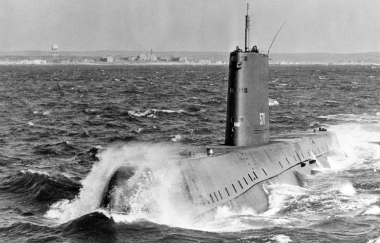 USS Nautilus (SSN-571) breaching the surface of the ocean