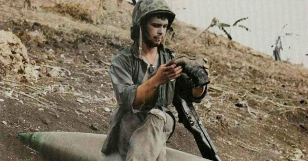 US Marine Taking a Break During the Battle of Saipan