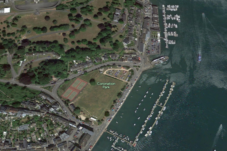 Aerial view of Coronation Park, in Dartmouth