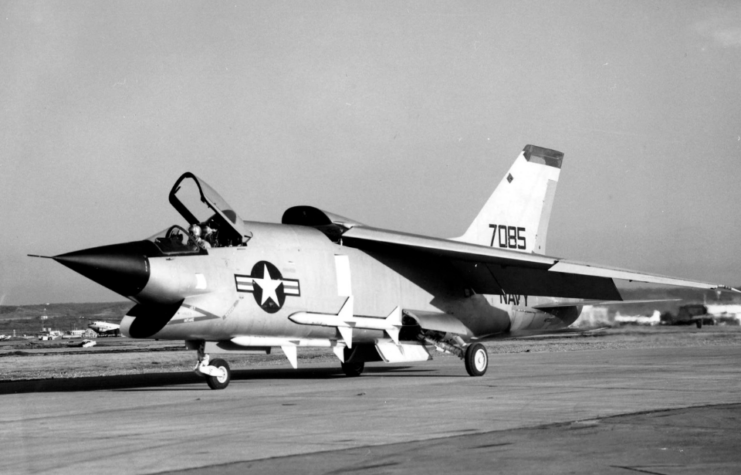 Vought XF8U-3 Crusader III taxiing down the runway