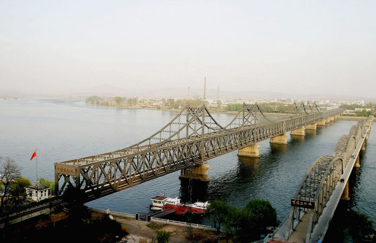 View of the Friendship Bridge between North Korea and China