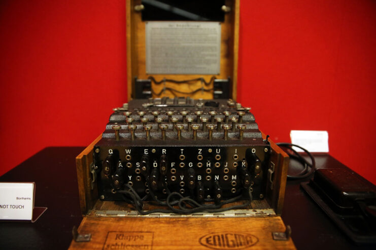 Enigma cipher machine on display