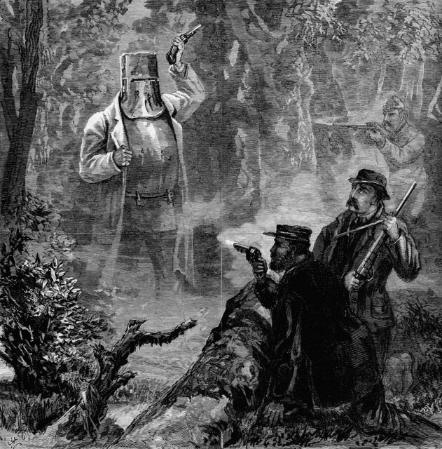 Wood engraving of the Glenrowan Affair