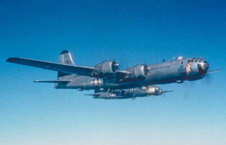 Two Boeing B-29 Superfortresses in flight