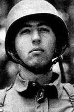 Herbert Sobel wearing his military helmet