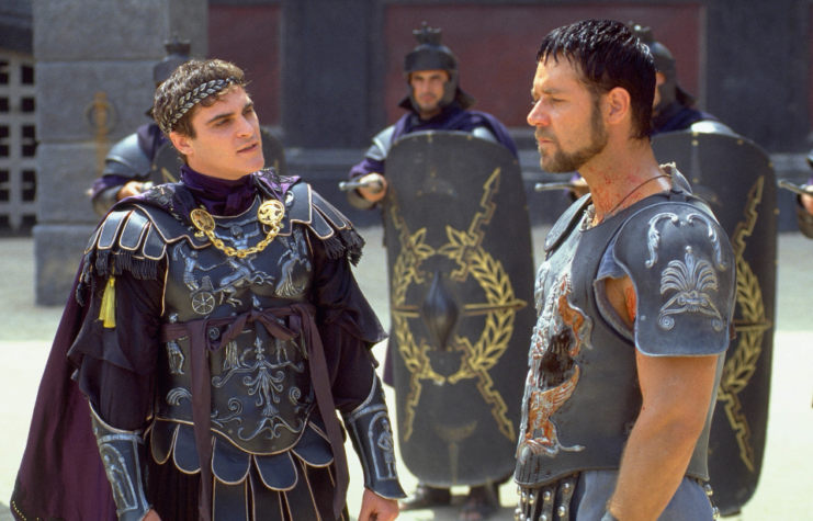 Russell Crowe and Joaquin Phoenix as Emperor Commodus and Maximus Meridius in 'Gladiator'