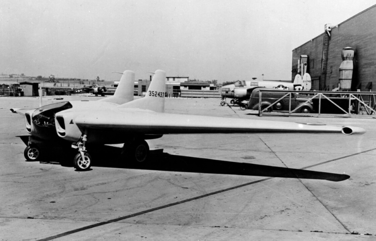 Northrop XP-79B parked on the tarmac