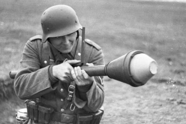German soldier aiming a Panzerfaust
