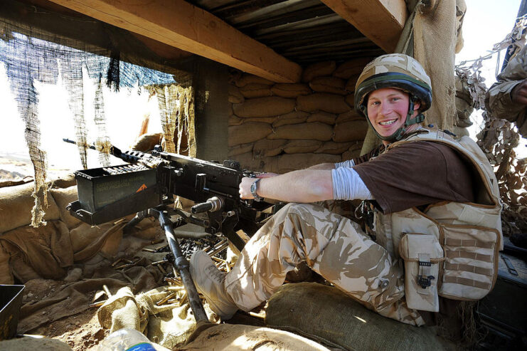Prince Harry manning a 50 mm machine gun