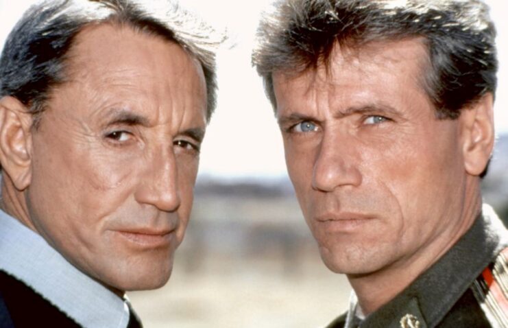 Roy Scheider and Jürgen Prochnow as Col. Jack Knowles and Col. Valachev in 'The Fourth War'