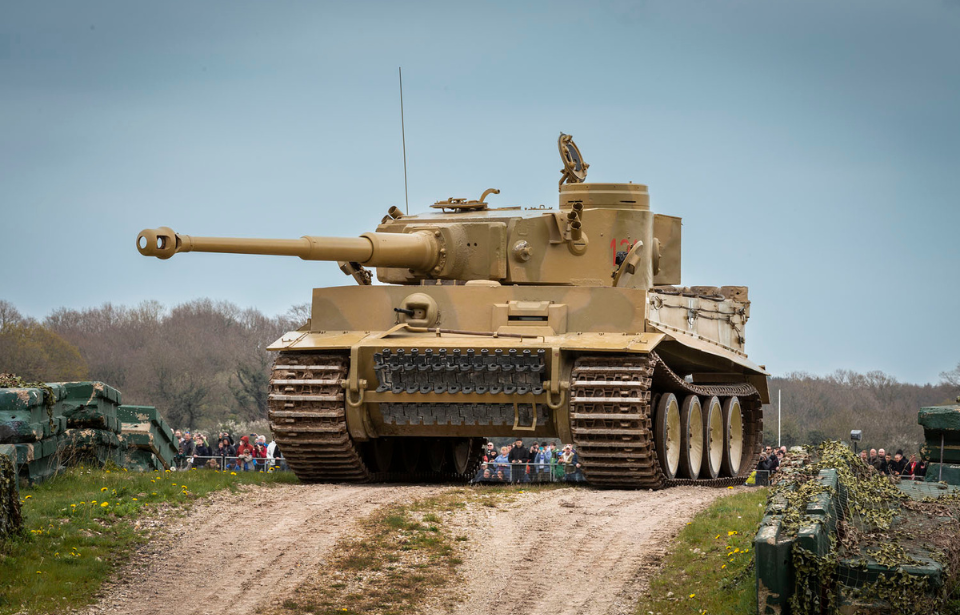 Tiger 131 driving along a dirt course