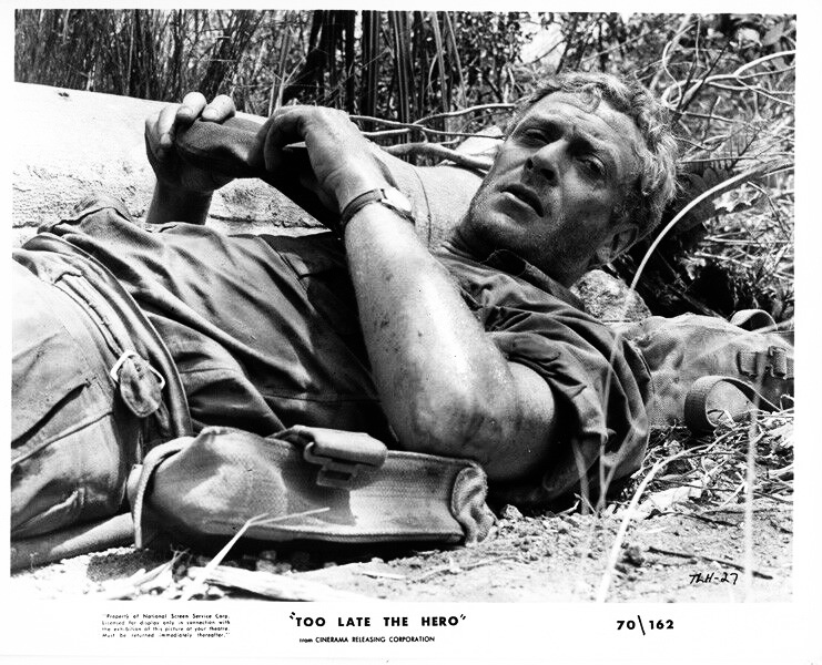 Michael Caine as Pvt. Tosh Hearne in 'Too Late the Hero'