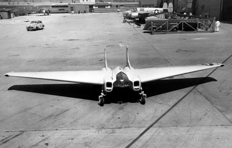 Northrop XP-79B parked on the tarmac