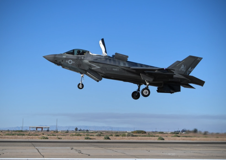 Lockheed Martin F-35B Lightning II landing on a runway