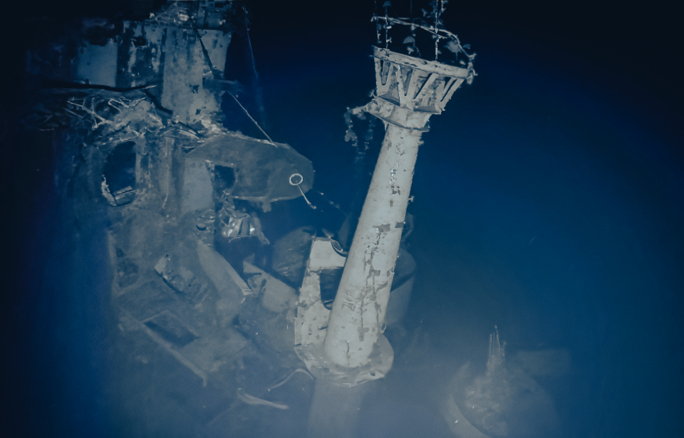 Wreck of the USS Yorktown (CV-5) on the seafloor
