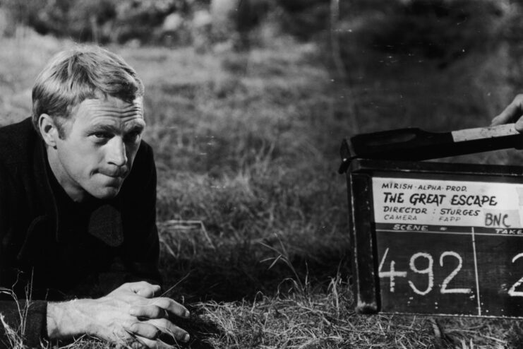 Steve McQueen on the set of 'The Great Escape'