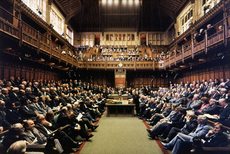 British politicians sitting in the House of Commons 