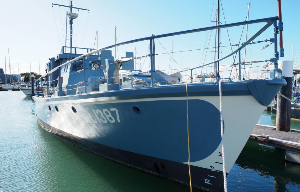 HMS Medusa (A353) anchored at a dock