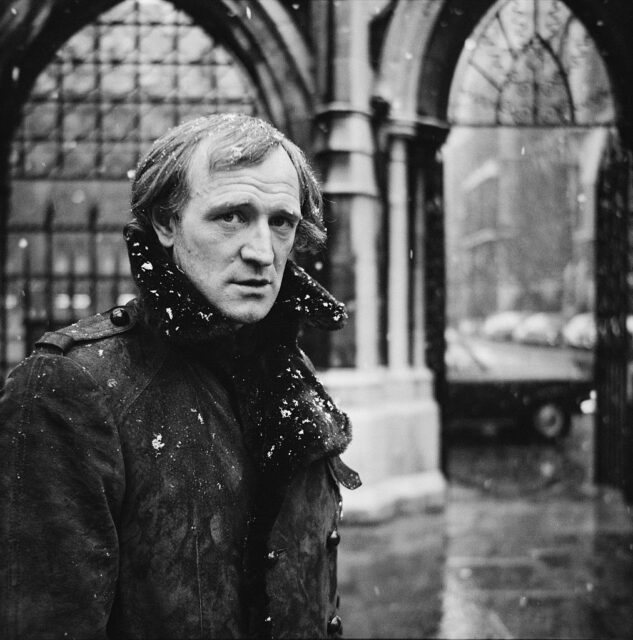 Richard Harris standing in the snow