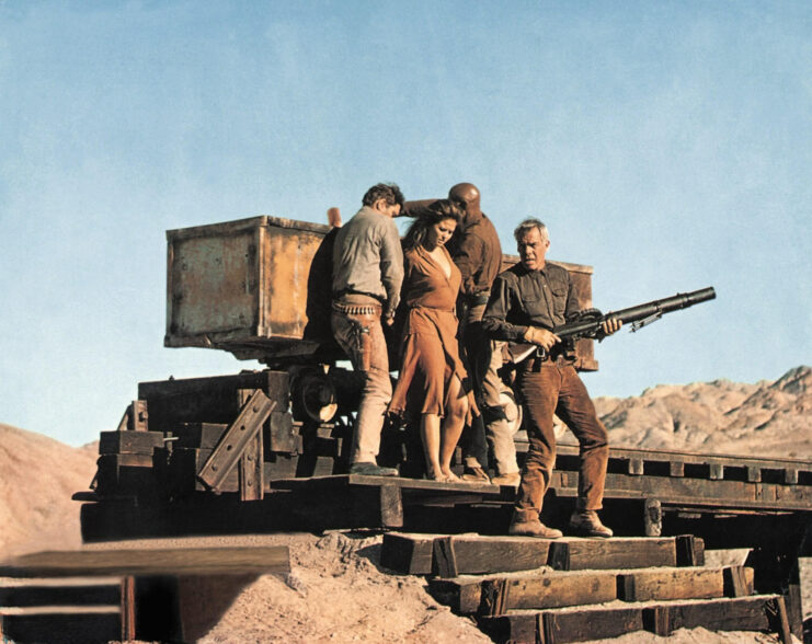 Robert Ryan, Claudia Cardinale, Lee Marvin and Woody Strode as Hans Ehrengard, Maria Grant, Henry "Rico" Farden and Jake Sharp in 'The Professionals'