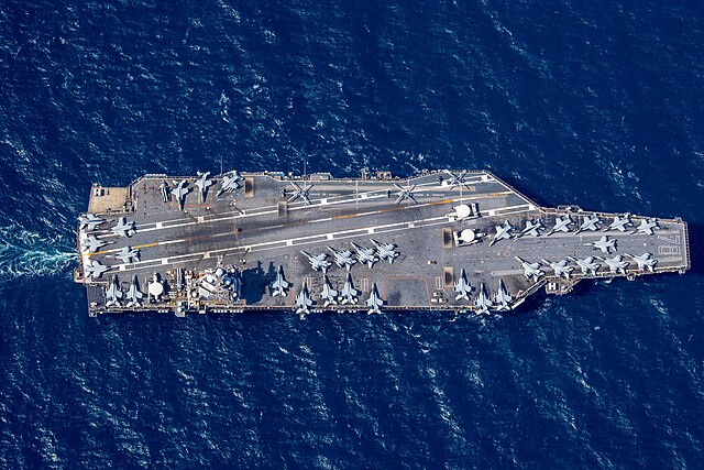 Aerial view of the USS Gerald R Ford (CVN-78)