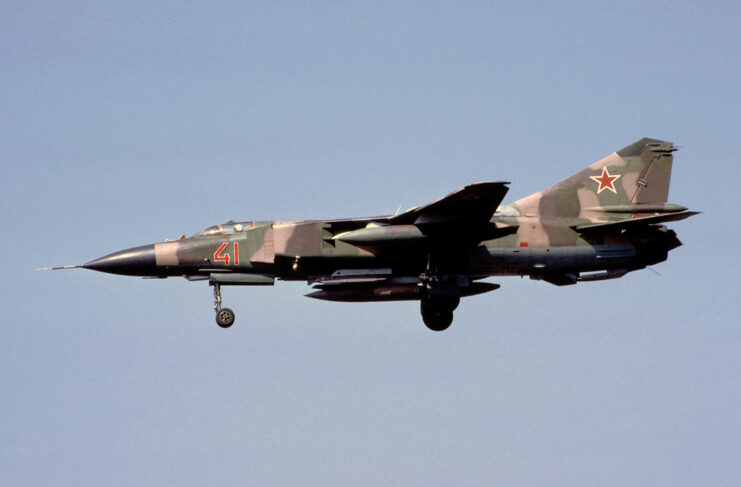Mikoyan-Gurevich MiG-23M "Flogger" in flight