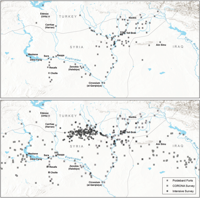 Map marking locations in Syria, Iraq and Turkey