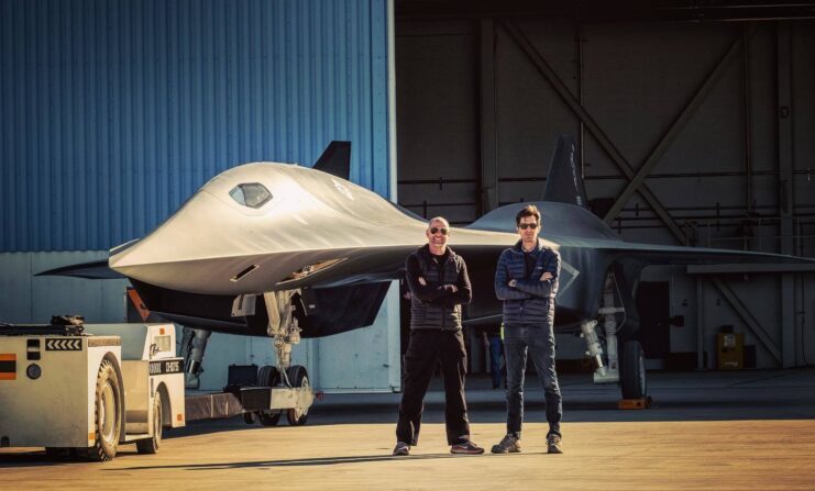 Joseph Kosinski and Daniel Simon standing on the set of 'Top Gun: Maverick'