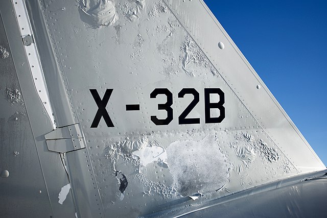 Damaged tail of the Boeing X-32B