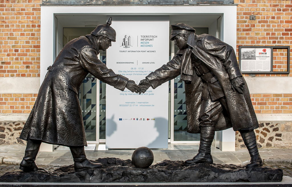 Christmas Truce of 1914 memorial in Mesen, Belgium