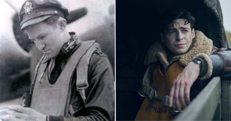 Harry Crosby looking down + Anthony Boyle as Maj. Harry Crosby in 'Masters of the Air'