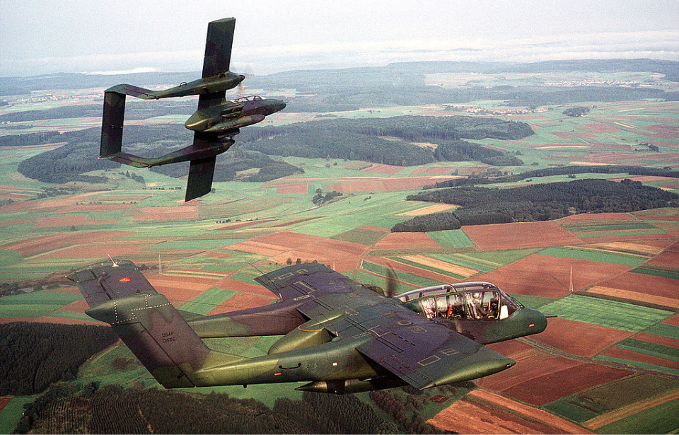 Two North American Rockwell OV-10 Broncos in flight